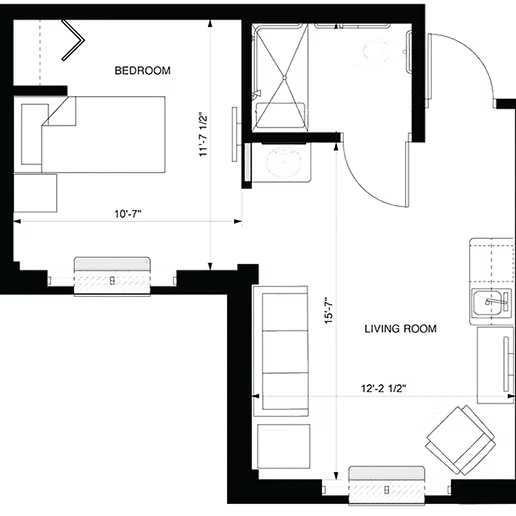 Private one-bedroom residence — floor plan